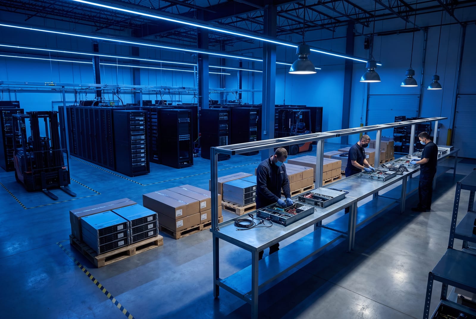 Secure CTG Federal warehouse with staged IT equipment