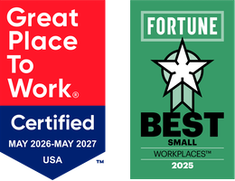 Great Place to Work Certified and Fortune Best Small Workplaces badges